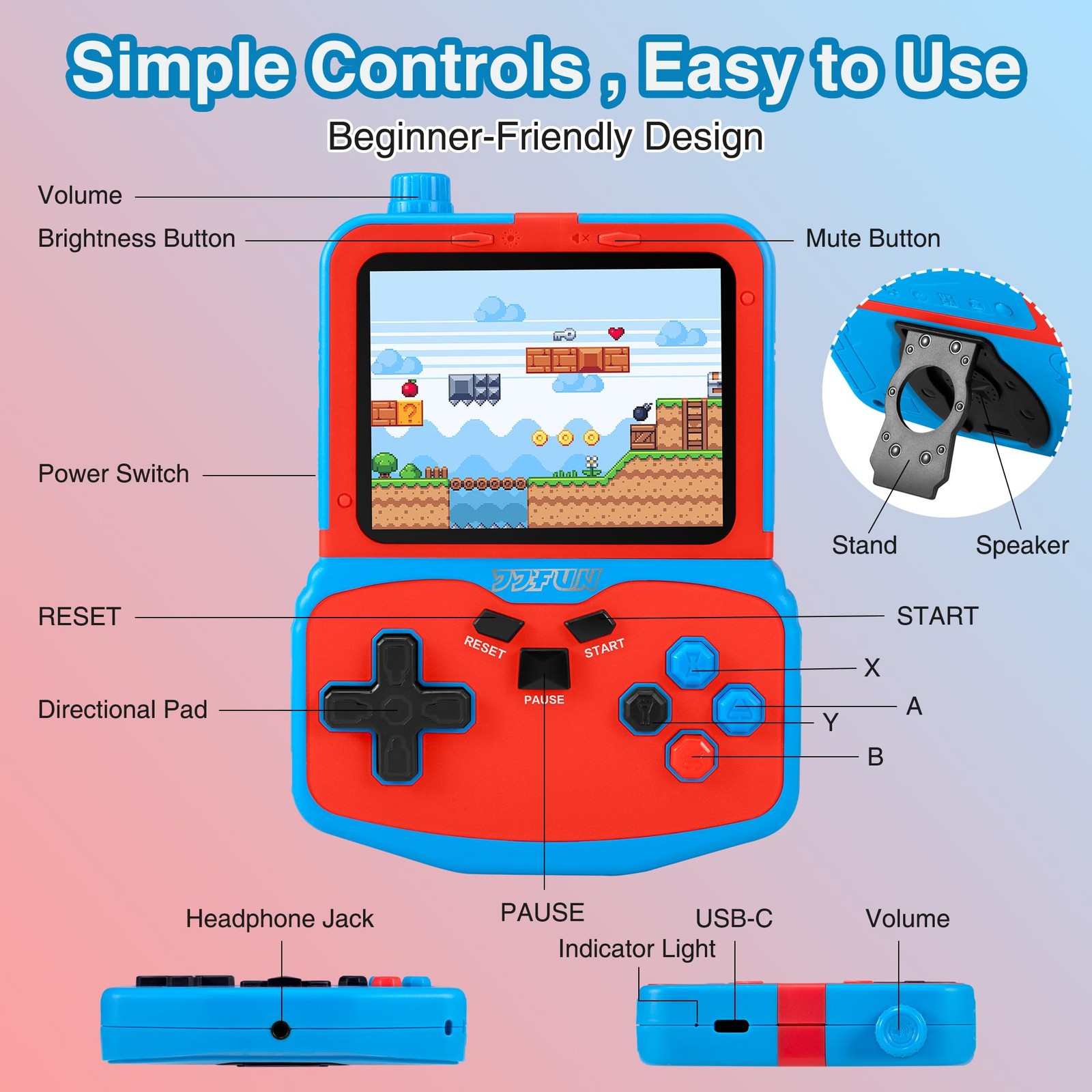 Portable Video Game Console for , 220 Built-in Classic Games, Handheld Plug &…