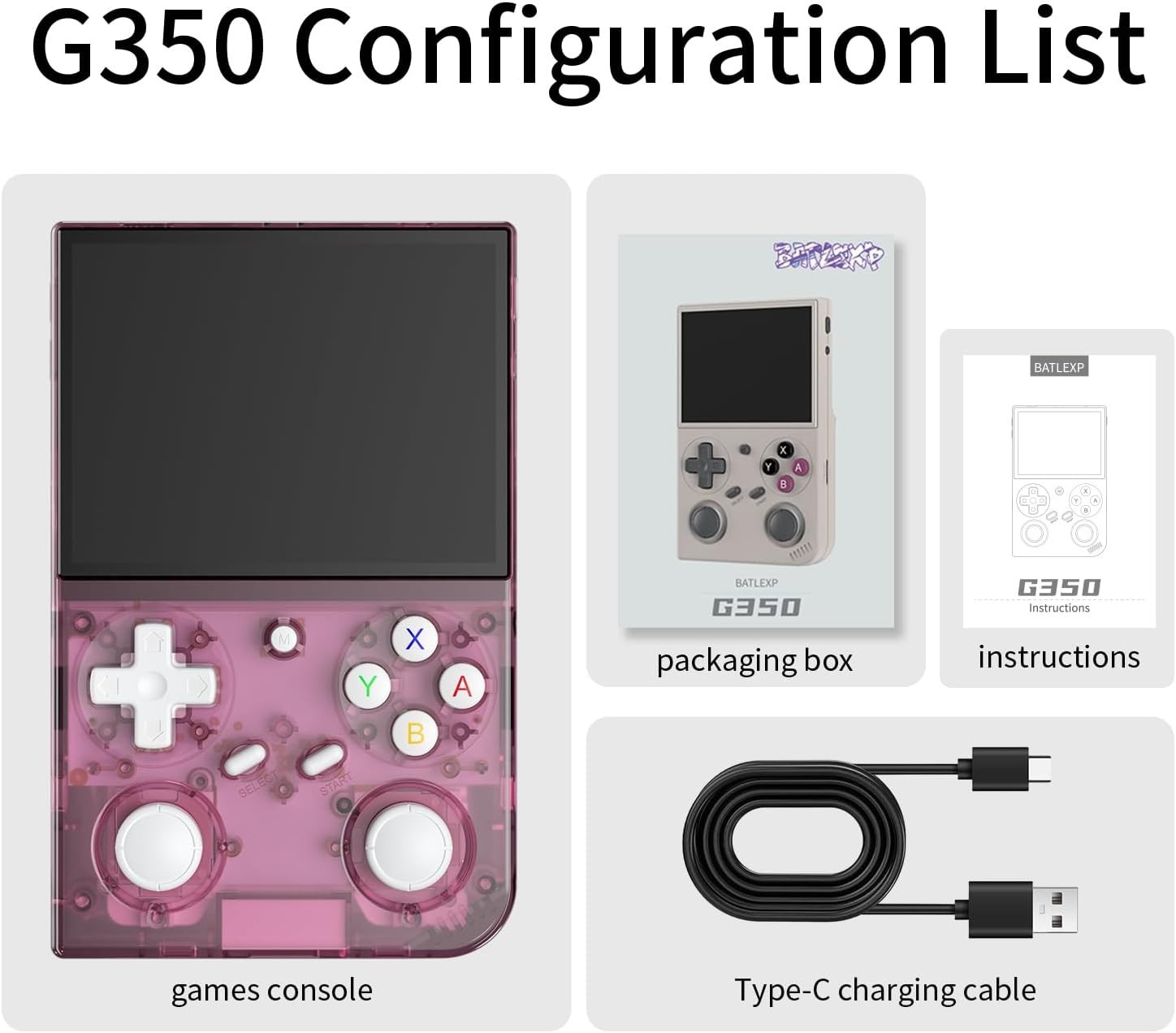 Portable G350 Handheld Game Console – 3200mAh Battery, Multiplayer Ready, Pink