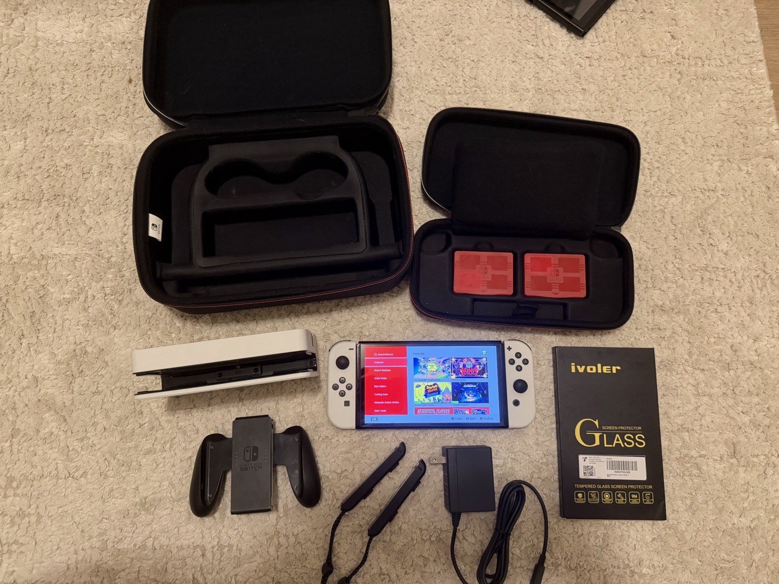 Nintendo Switch OLED HEG-001 w/ 2 Cases + Extra Screen Protectors