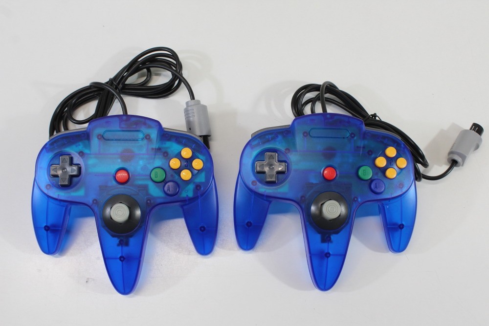 Nintendo 64 Clear Extreme Green Console New Shell N64 Controller x2 AC AV Bundle