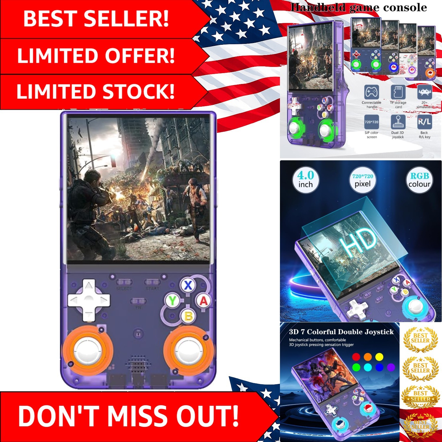Compact Retro Gaming Console with 40,000 Games and 3000mAh Rechargeable Battery