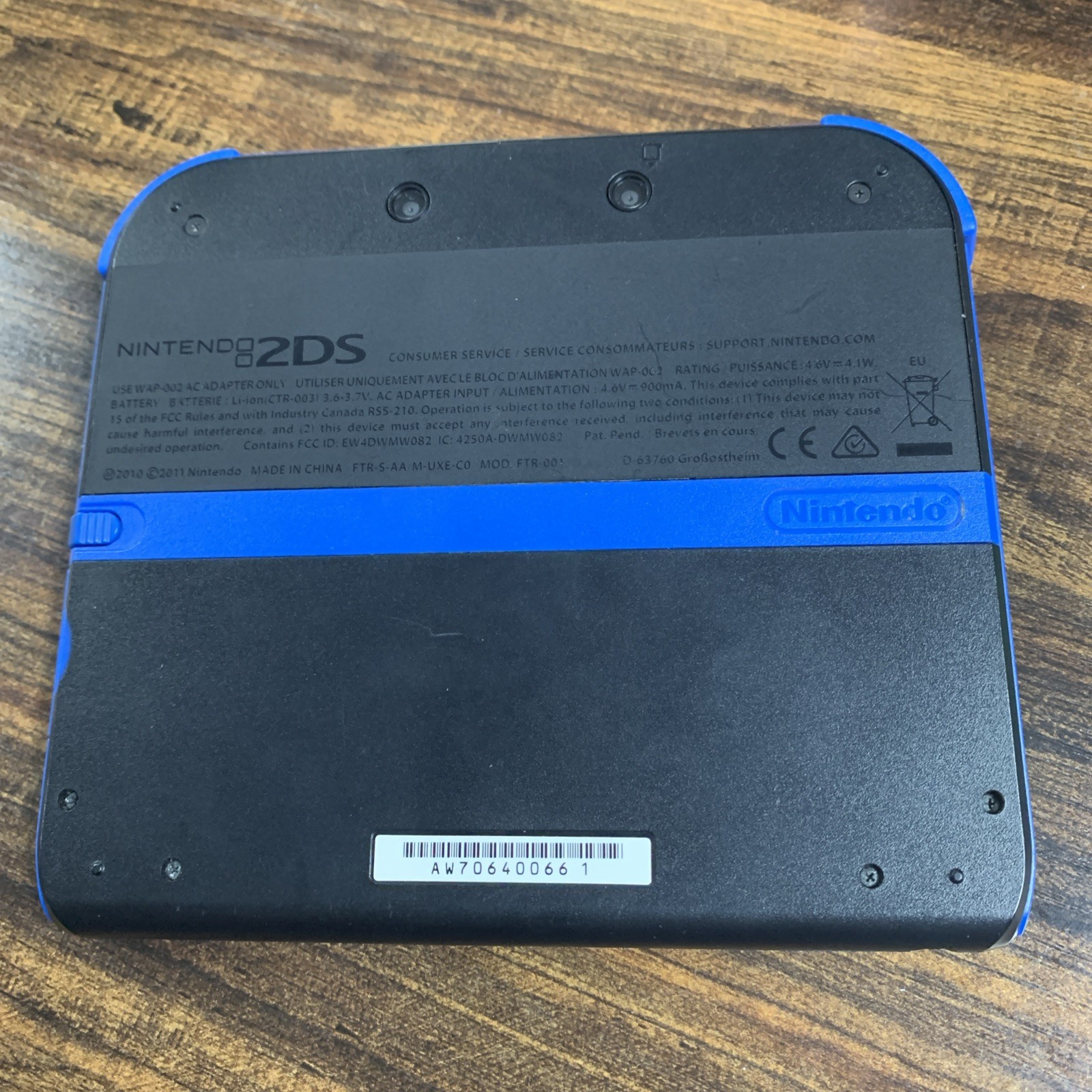 Nintendo 2DS Launch Edition Blue and Black Handheld System with Case and Charger