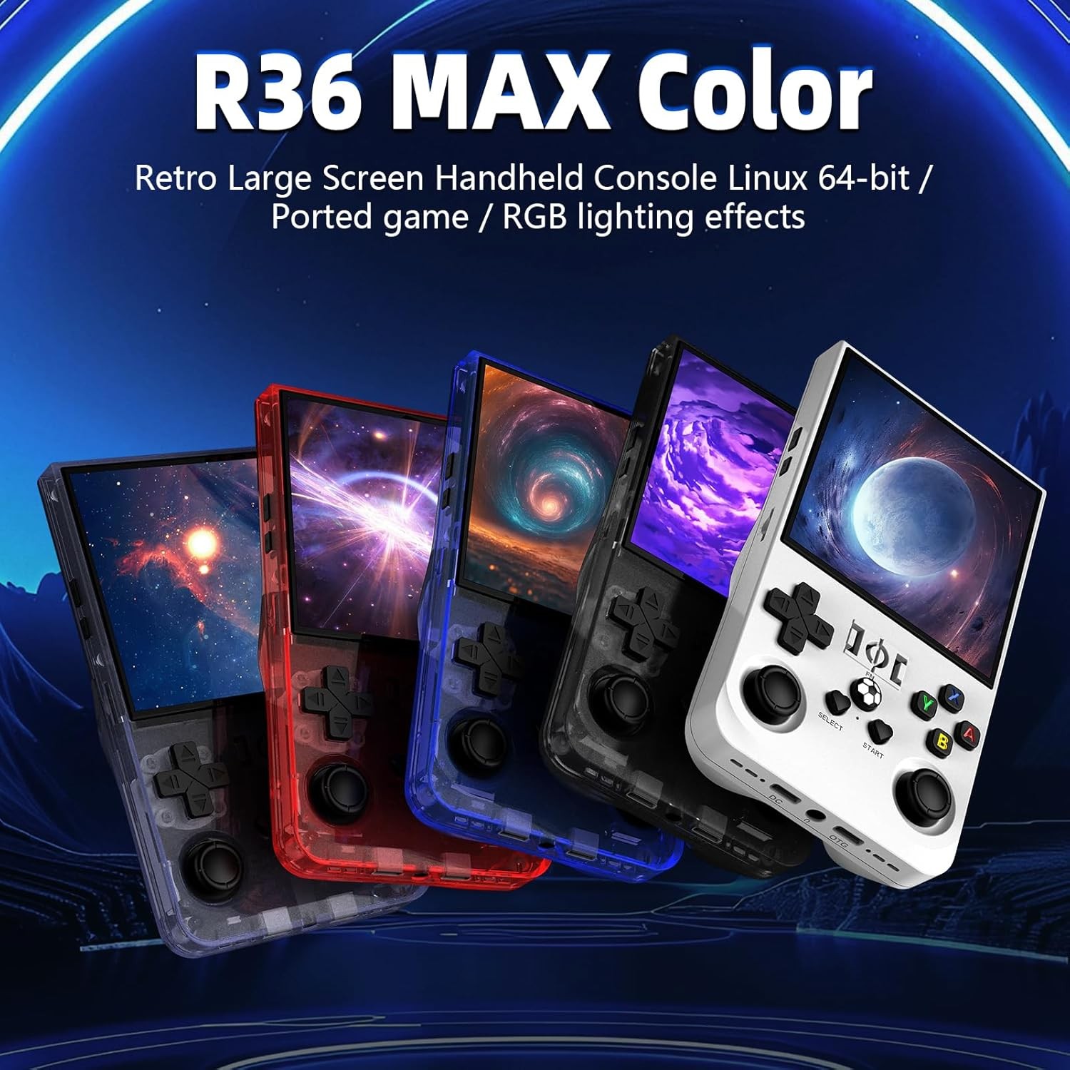 R36MAX Retro Gaming Console 64GB Linux Black 4000mAh