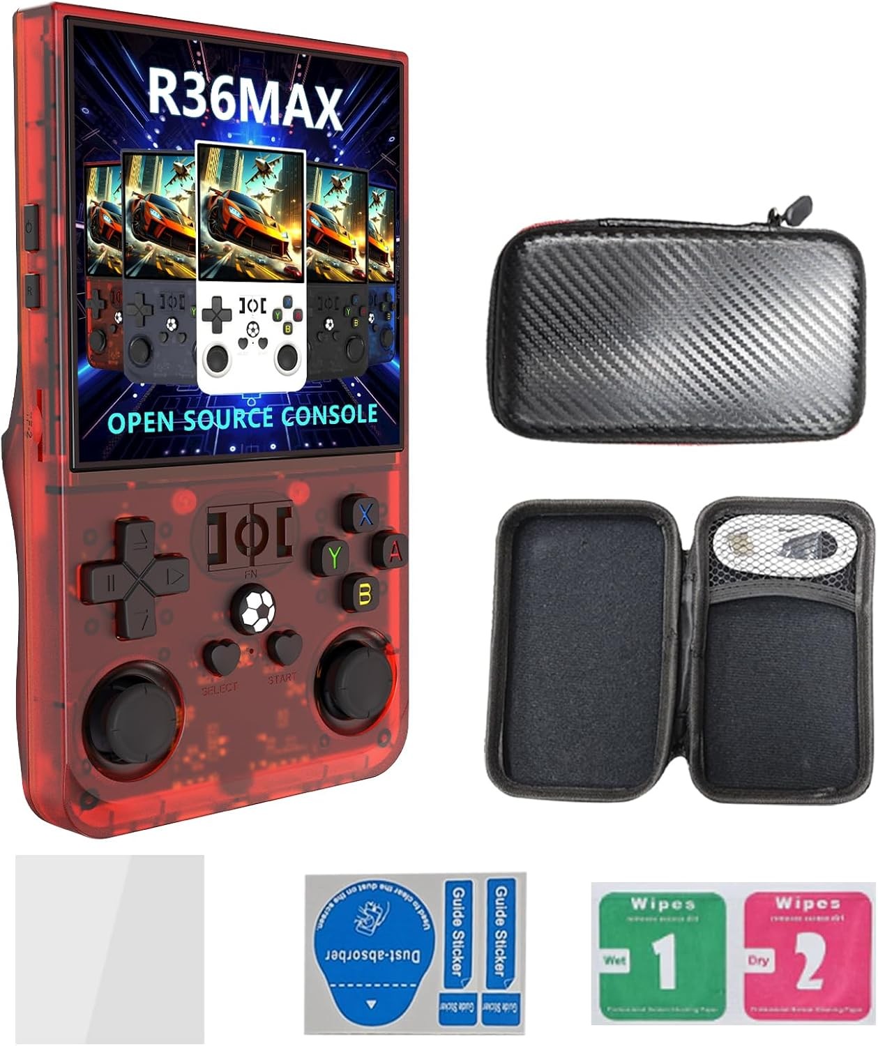 R36MAX Retro Handheld Game Console-4-inch HD IPS Screen, RK3326 1.5GHz Chip