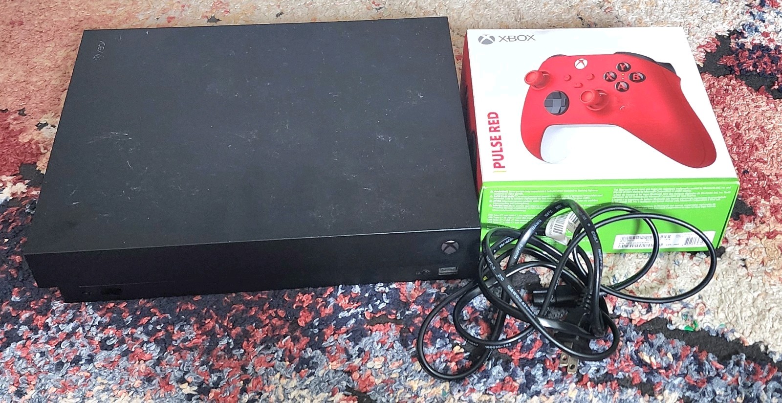 MICROSOFT XBOX ONE X With Cable & Red Controller. 12 GB Ram. 1TB Storage.