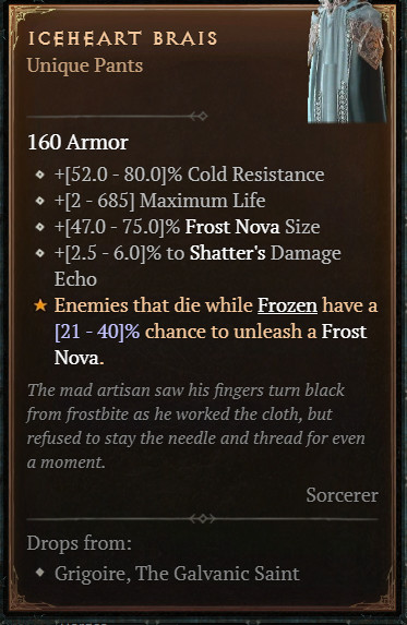 DIABLO 4🔥NEW SEASON🔥‍‍‍‍‍‍Unique Items ‍‍‍‍‍Iceheart Brais