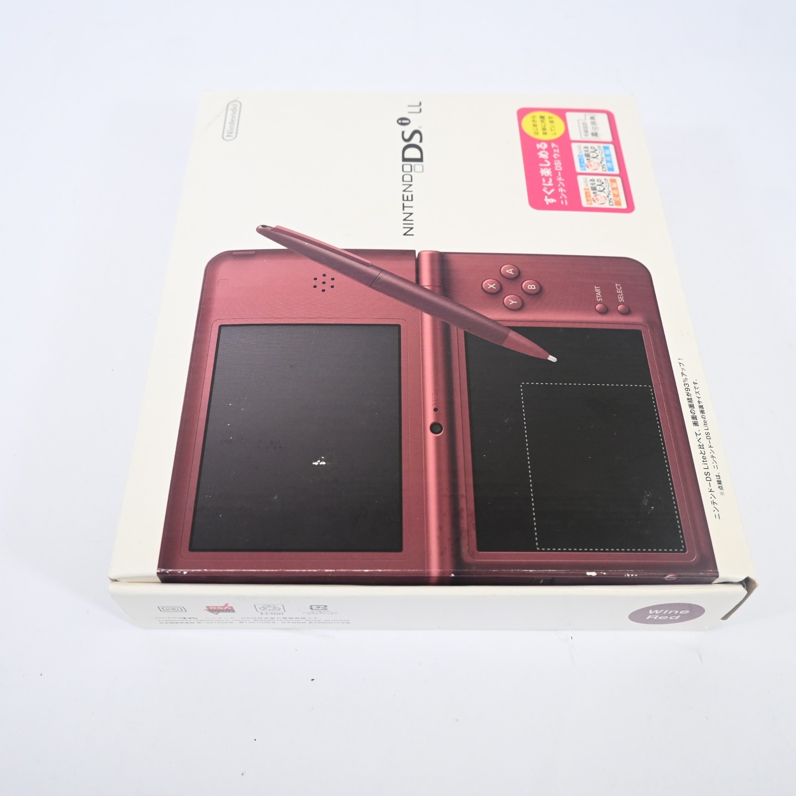 Nintendo DSi LL Wine Red Console Complete Set Tested NTSC-J Japan