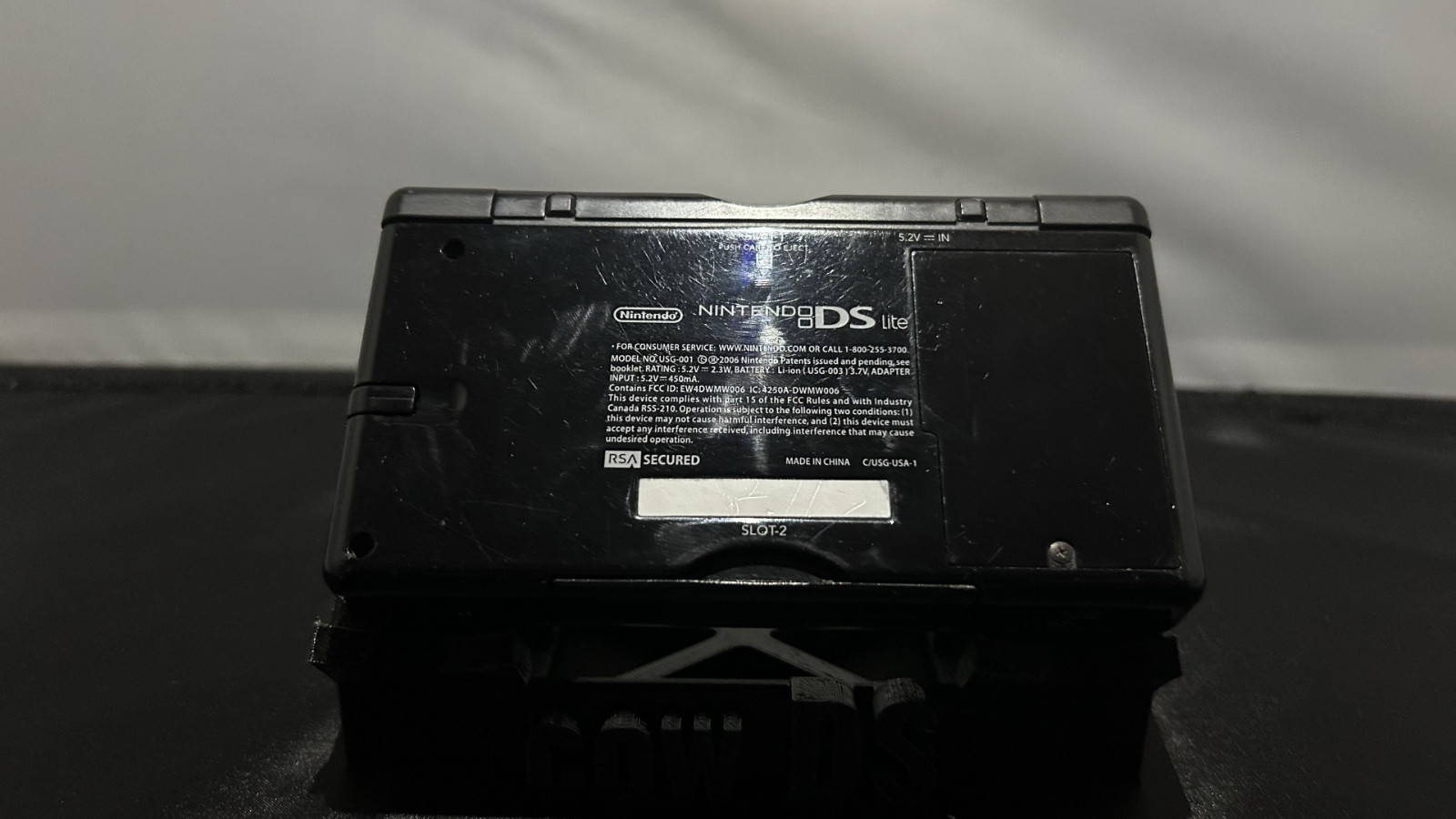 Nintendo DS Lite Handheld Console Black. No Charger. TESTED W/ Stylus/GBA Filler