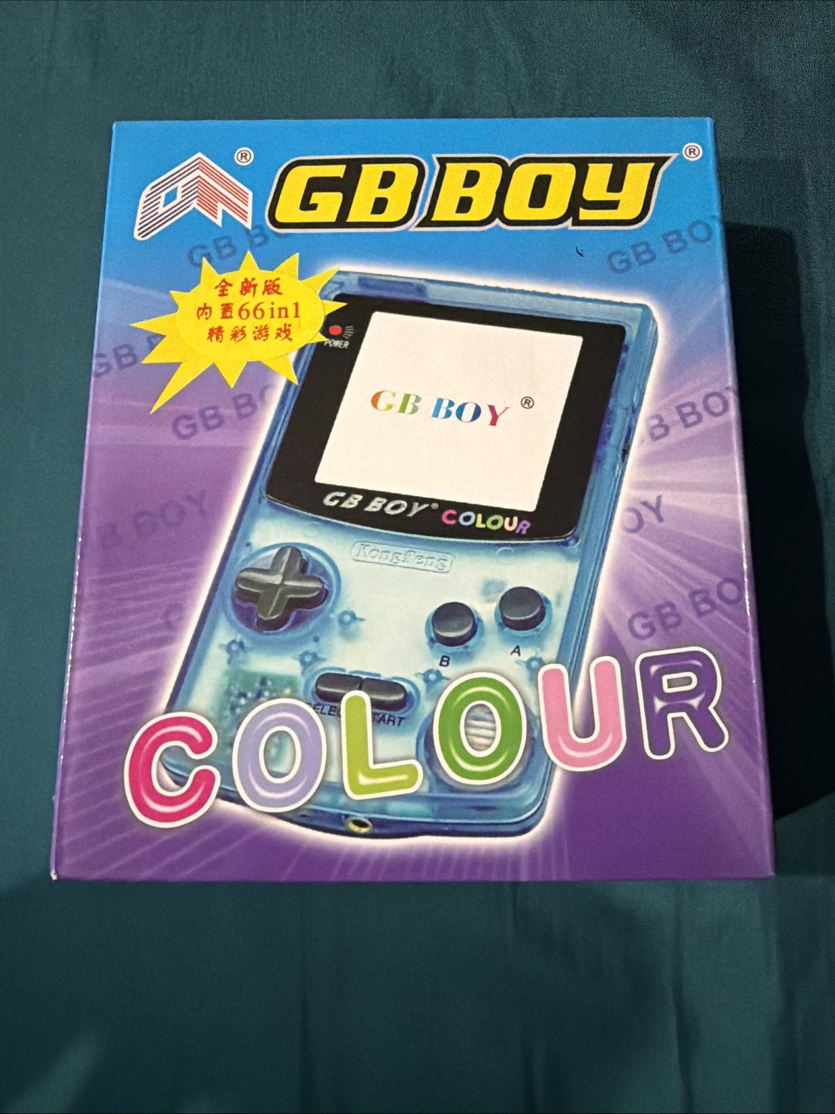 GB BOY COLOUR Kongfeng 66 in 1 Handheld Gameboy Color Clone Crystal Blue In Box