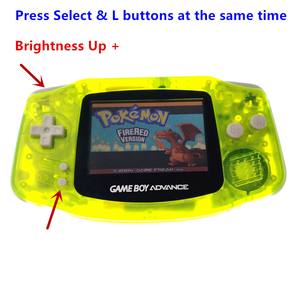 Clear Yellow AGS-101 Backlight Backlit Screen Game Boy Advance GBA game Console