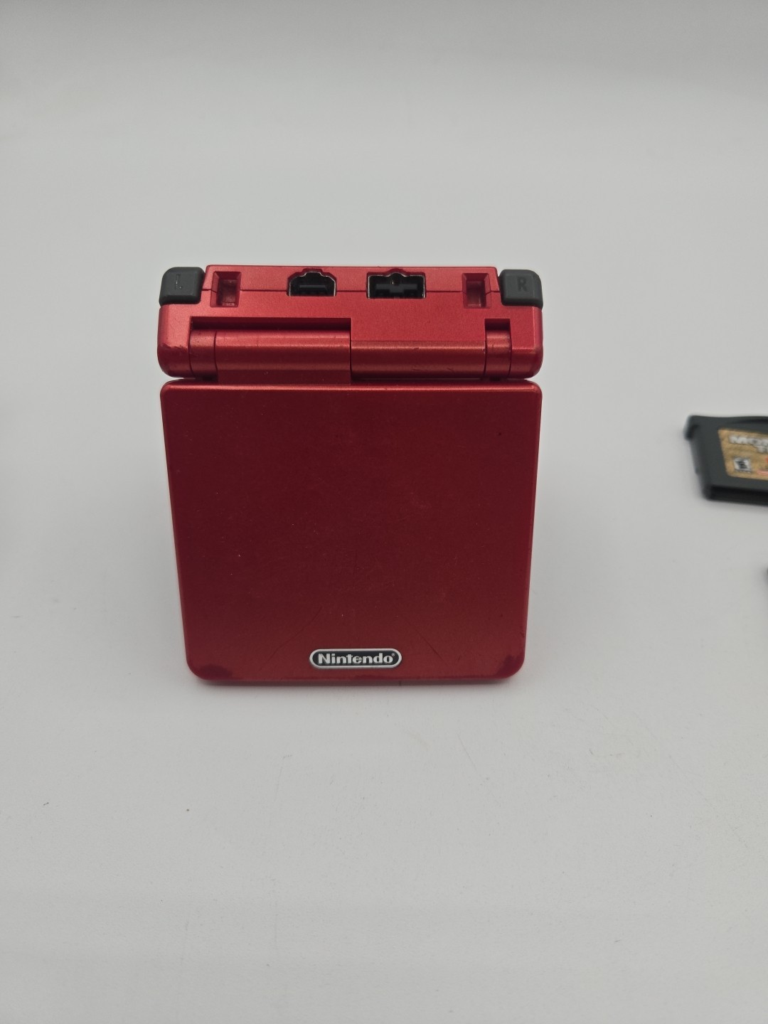 Nintendo Game Boy Advance SP Handheld System Flame Red W/charger And 4 Games
