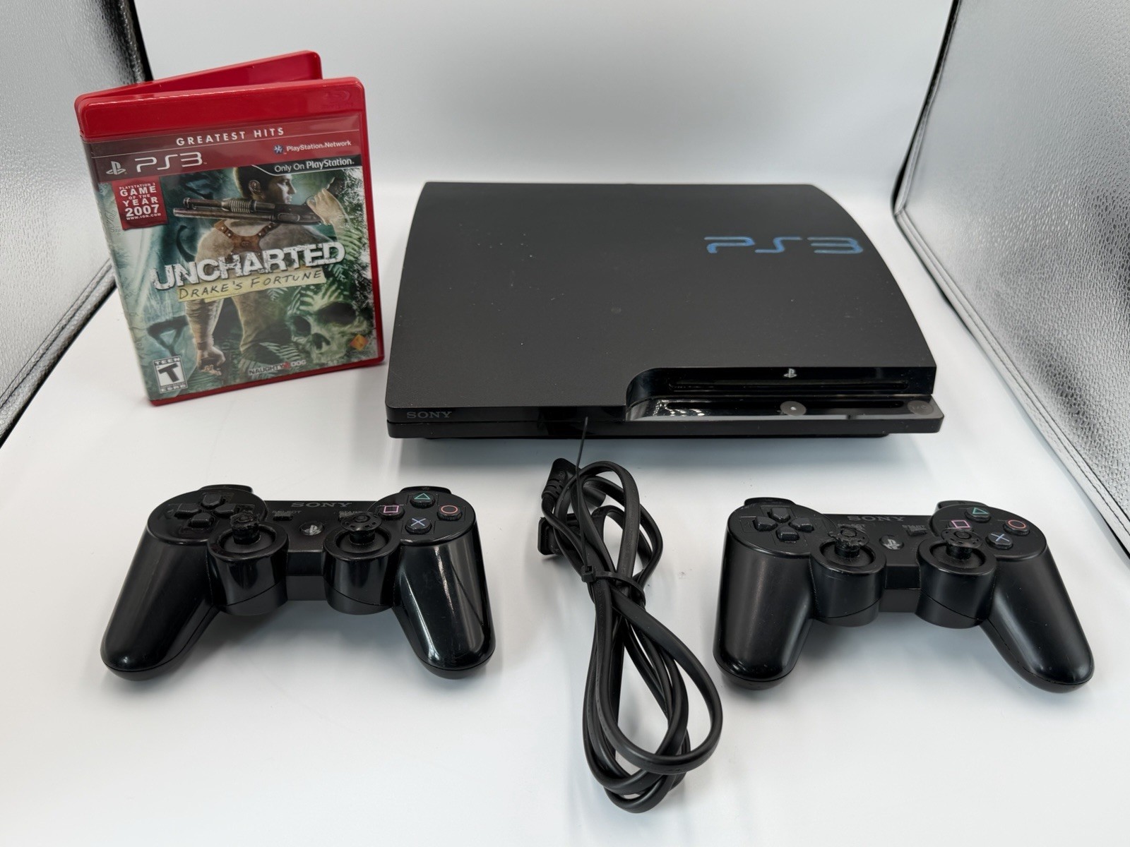 Sony PlayStation 3 PS3 Slim 160GB Console Black CECH-2501A w/ 2 Controllers