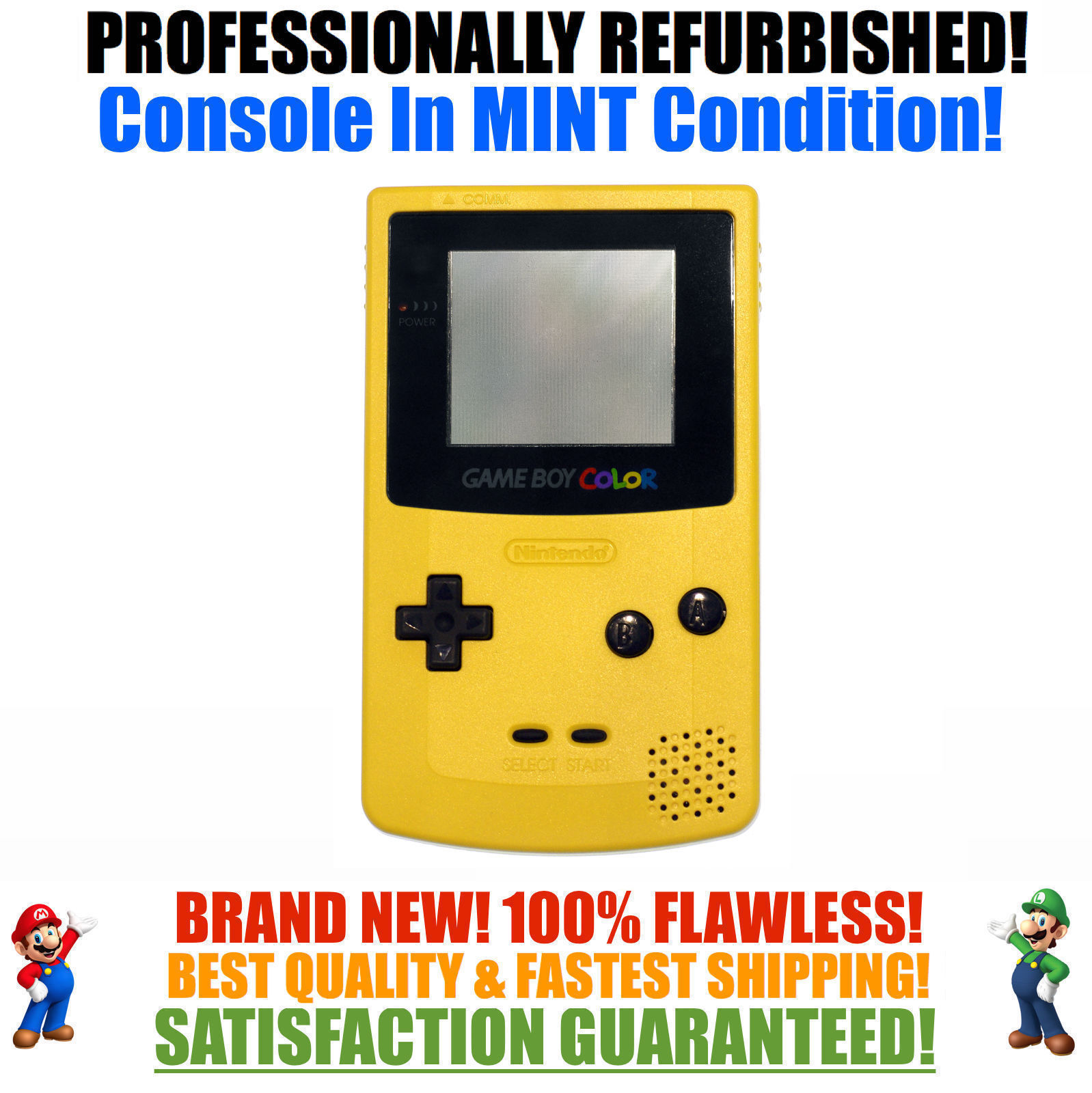 *NEW GLASS SCREEN* Nintendo Game Boy Color GBC Dandelion Yellow System NEW