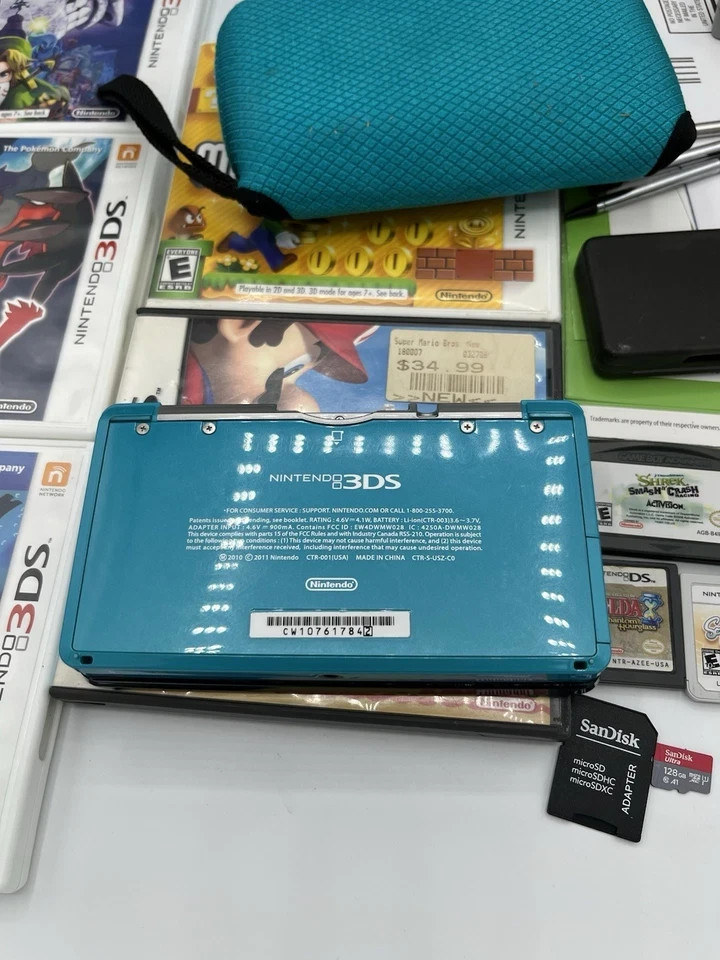 Nintendo 3DS System Complete in Box – Aqua Blue, Charger US Model – Tested