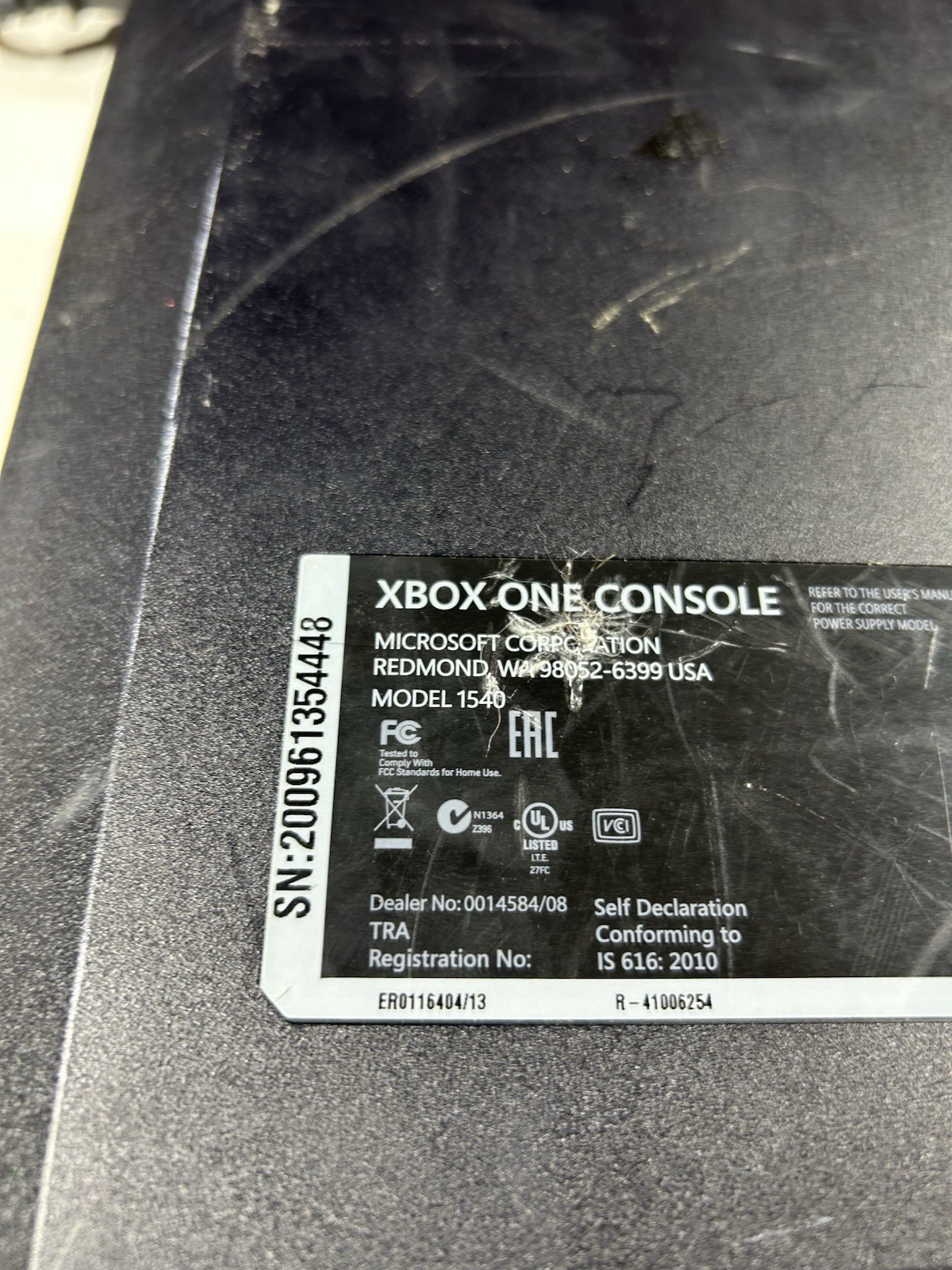 Microsoft Xbox One Model 1540 500GB- Console & Non-OEM Power Cord Tested Works