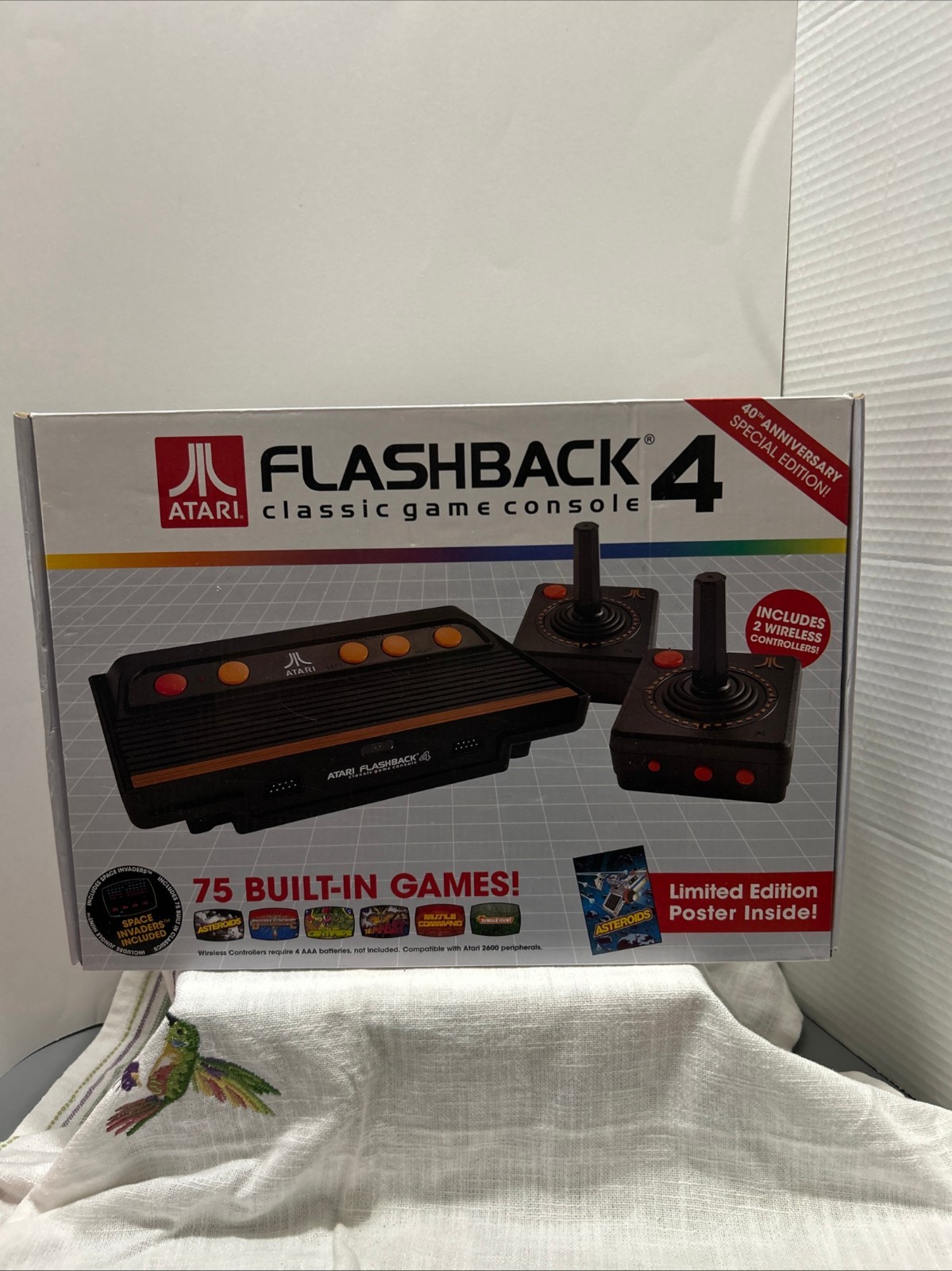 Atari Flashback 4 Classic Game Console Bundle 75 Built in Games with Poster