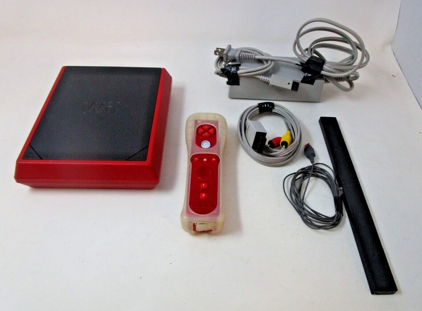 Nintendo Wii Mini System Red and Black w/ Cables and 3rd Party Controller