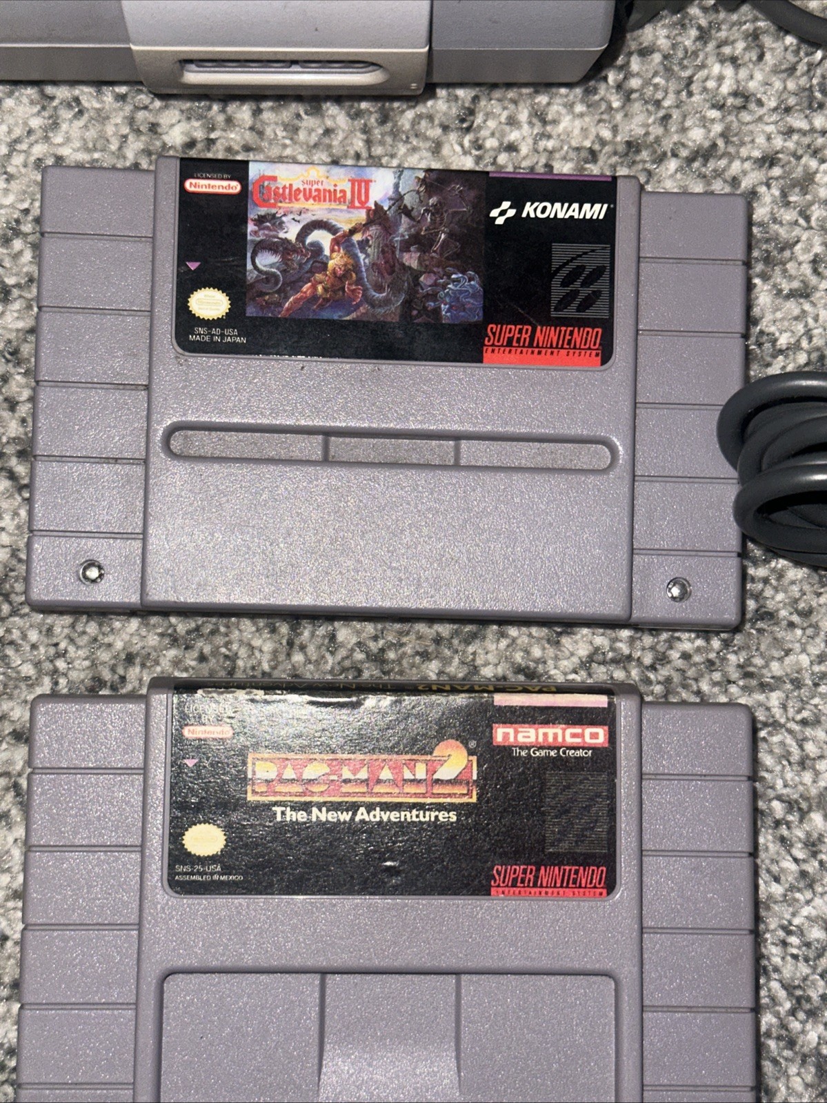 Super Nintendo SNES Starter Set Bundle Console Castlevania IV PAC Man 2 Tested