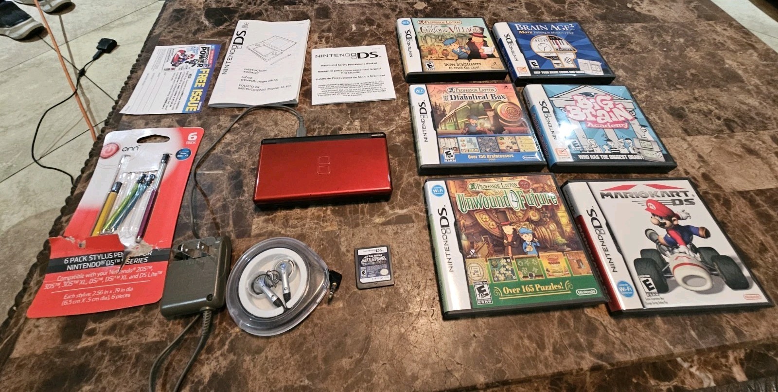 Nintendo DS Lite System – Crimson red Complete In Box – Works – Excellent cond.
