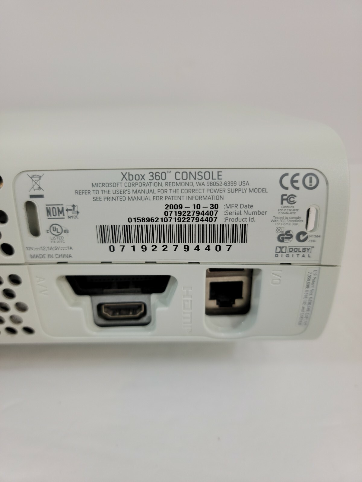 Microsoft Xbox 360 Console & HDD Only Tested Eject Button Sticks Repair or Parts