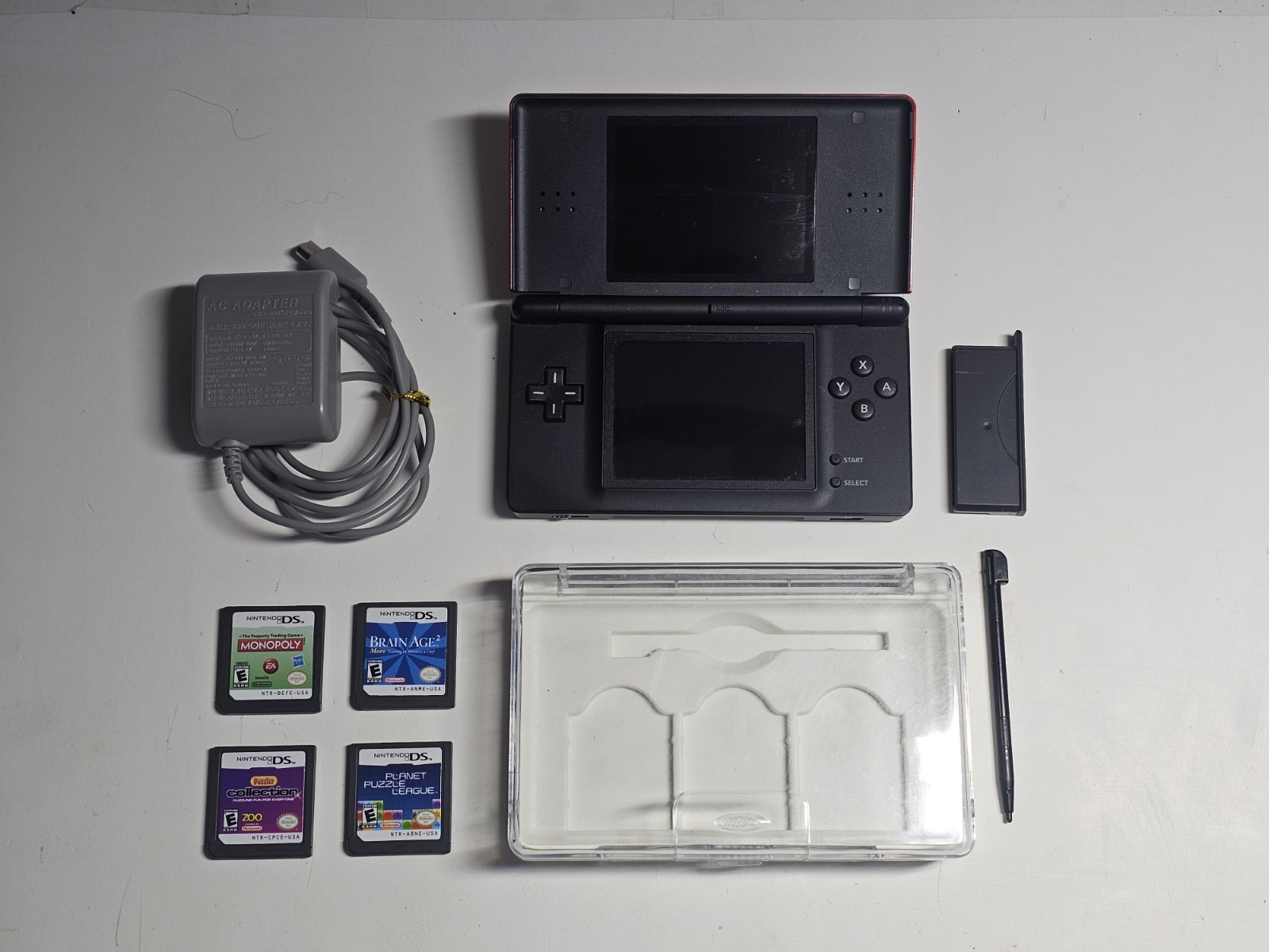 Nintendo DS Lite Handheld Console, 4 Puzzle Games, Case, Charger, Tested, Clean