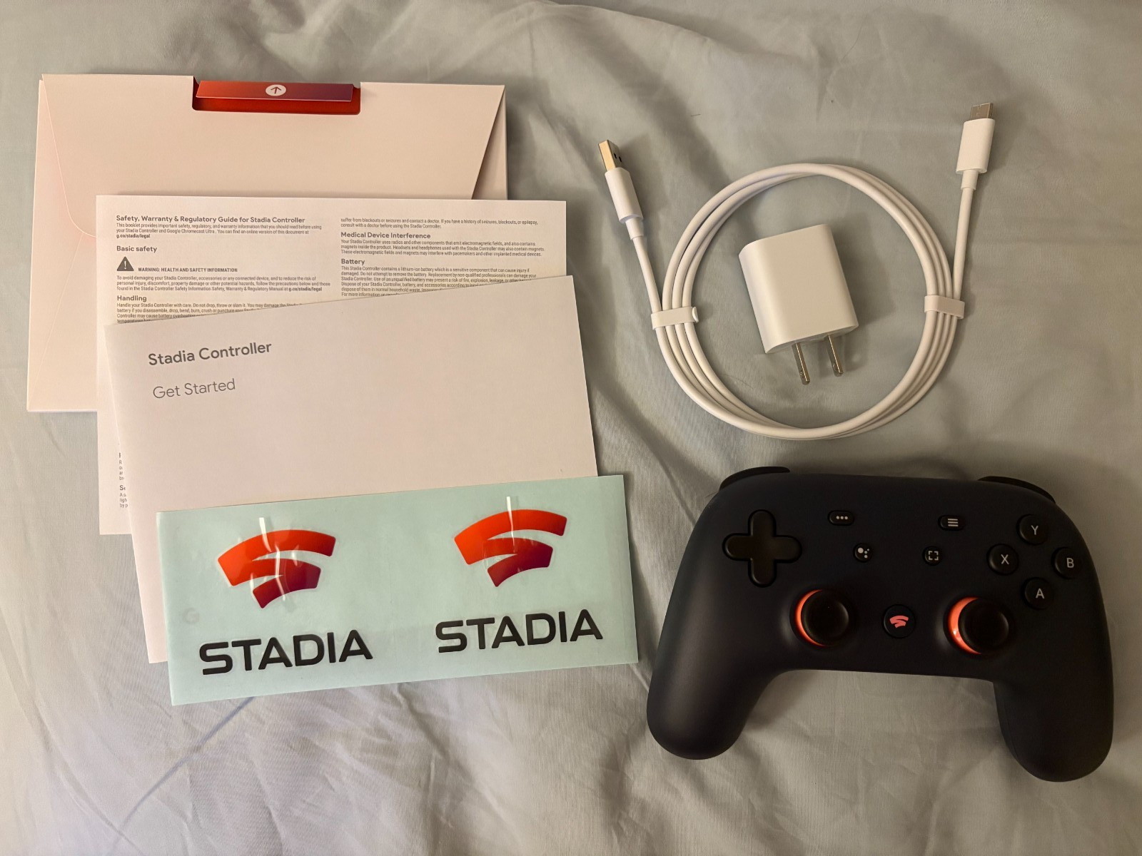 New Google Stadia H2B Founder’s Edition Controller USB-C Cable Charger Bluetooth