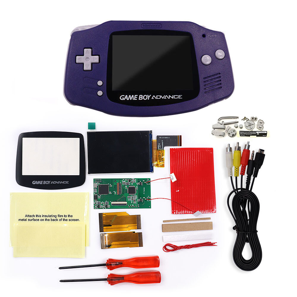 Drop in IPS LCD GBA TV OUT Mod Backlight Kit w/ Shell For Game Boy Advance GBA