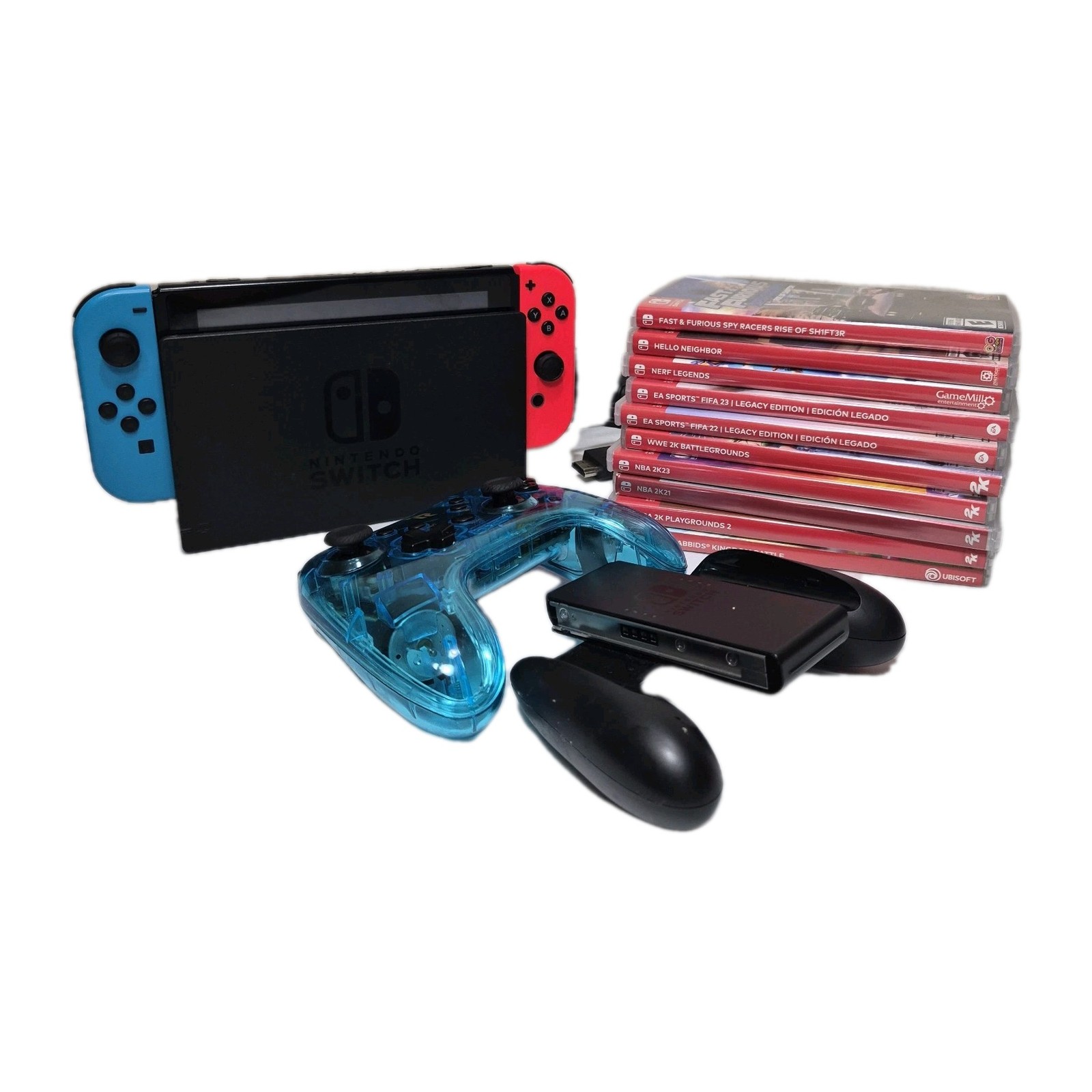 Nintendo Switch Bundle LOT 32GB Gray Console Neon Red Blue Joy-Con
