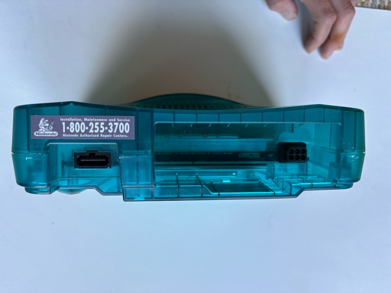nintendo 64 console + controller, ice blue, oem with cables