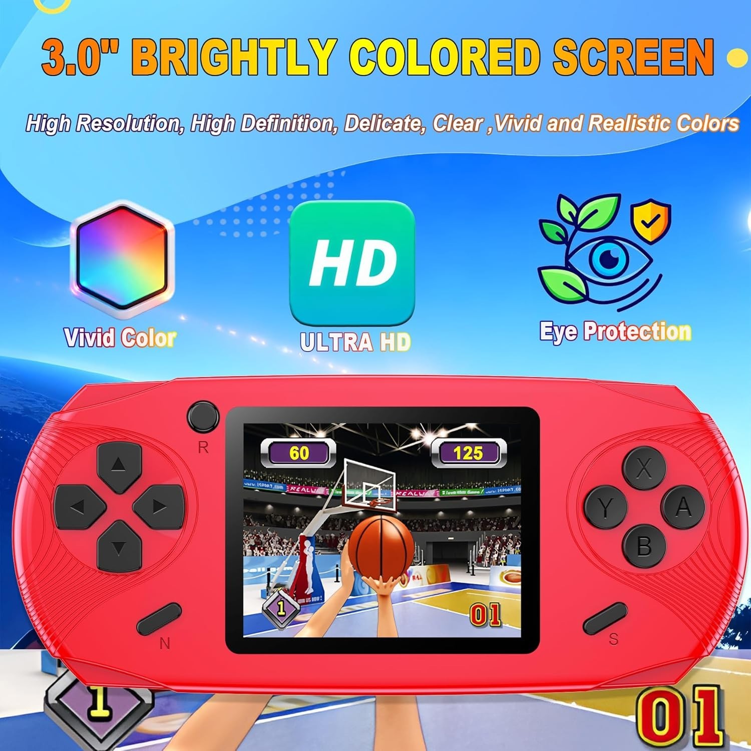 Handheld Retro Video Game Console Plastic 3 Inch Screen Rechargeable Kids Toy