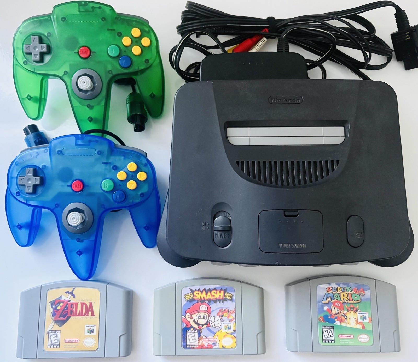 Nintendo 64 N64 Console Bundle – AUTHENTIC – Smash Bros Zelda Mario 64 – TESTED