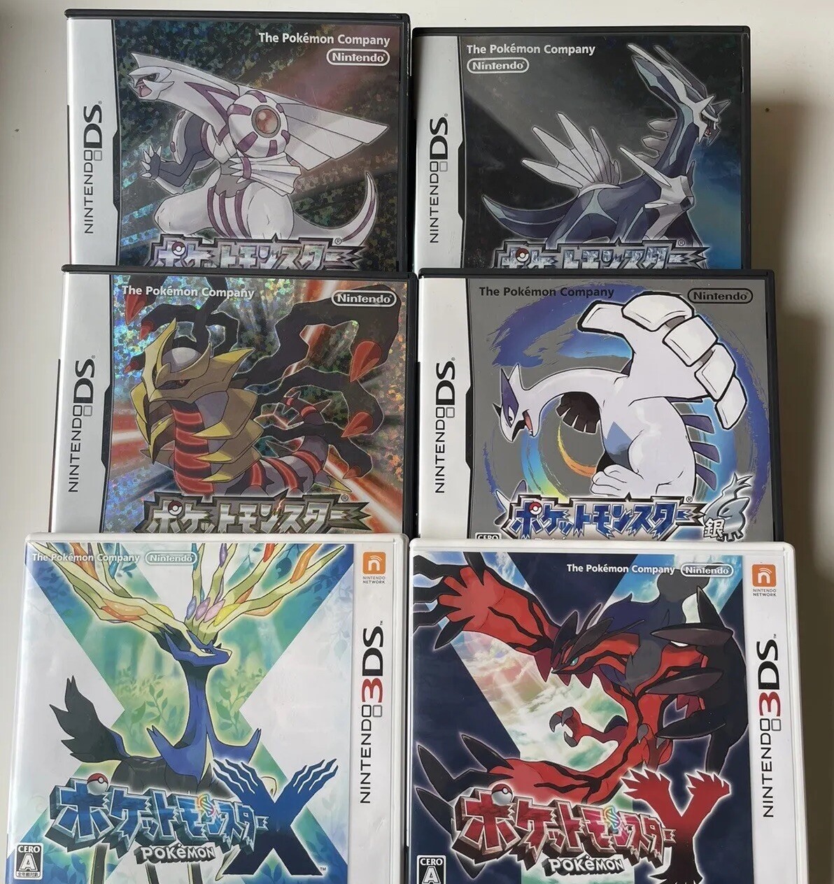 【Set of 6】DS Pokemon Platinum + Diamond & Soul Silver & Pearl 3DS X & Y JPN Ver.