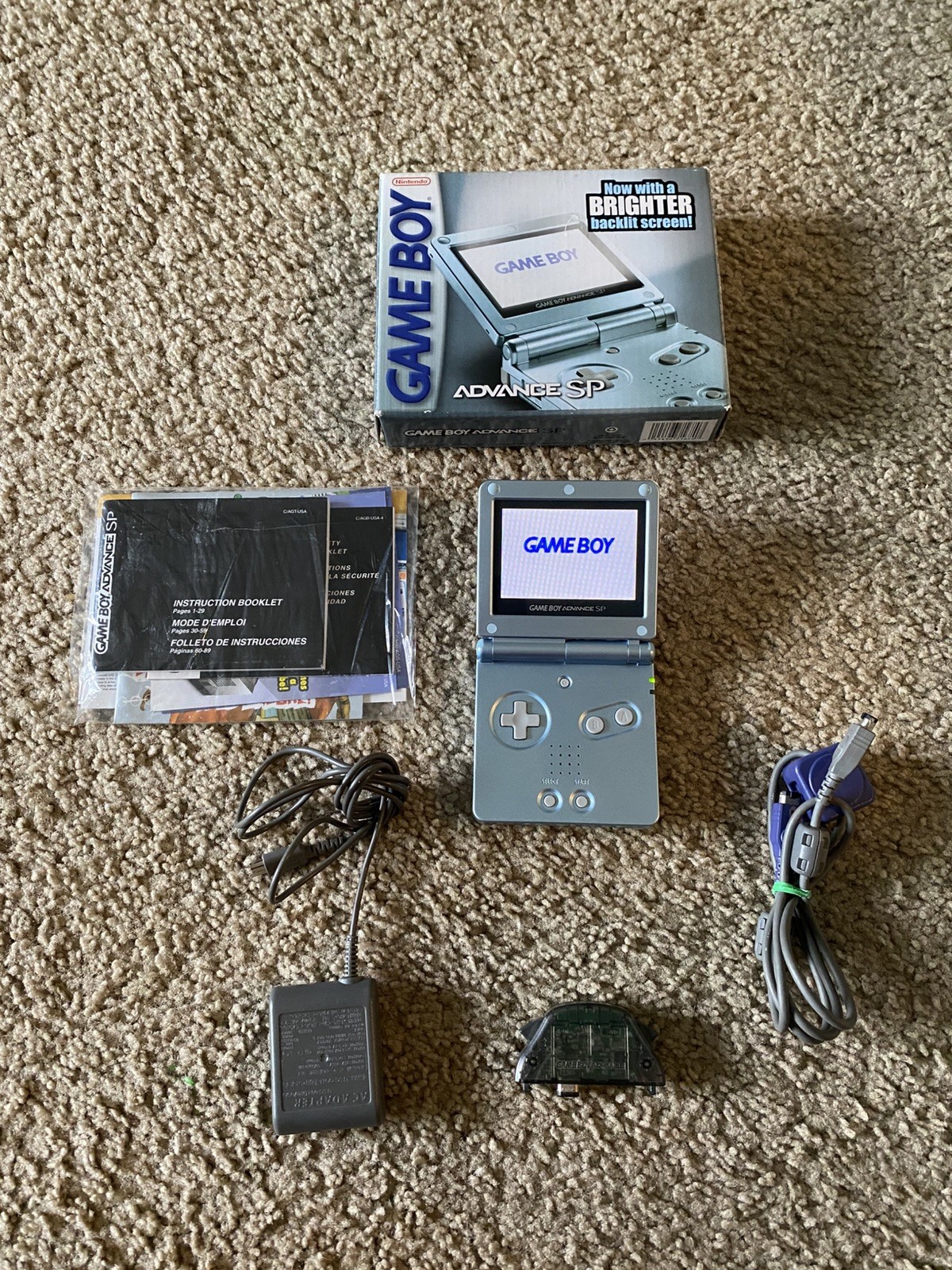 Nintendo Game Boy Advance SP AGS-101 GBA Console Graphite – Box & Manual – WORKS