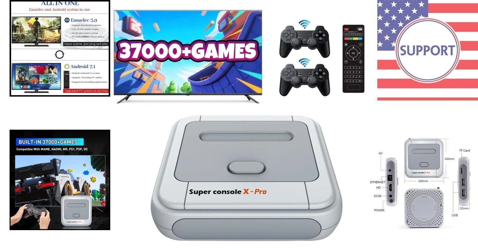 Compact Super Console X Pro: 4K Video & 5 Player Multiplayer Adventure Awaits!