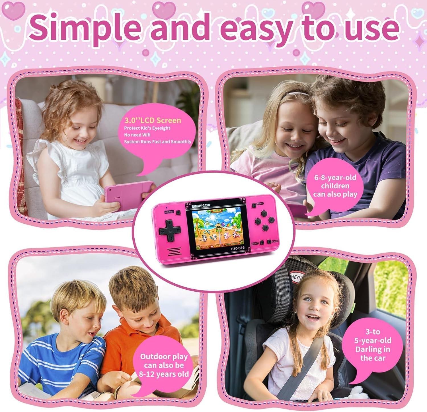 Portable Mini Arcade Handheld Game for Kids – 220 Games, Rechargeable Battery