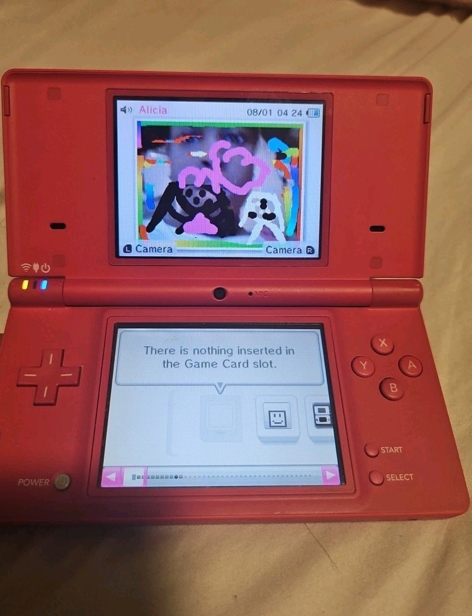 Nintendo DSI Pink Handheld Game Console No Pen No AC Adapter