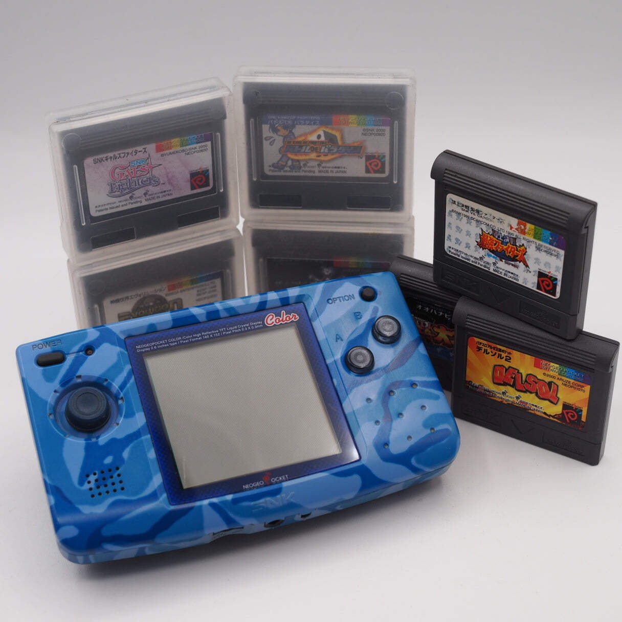 NEOGEO POCKET COLOR Handheld Game Console BLUE CAMOUFLAGE + 7 Games SET Tested
