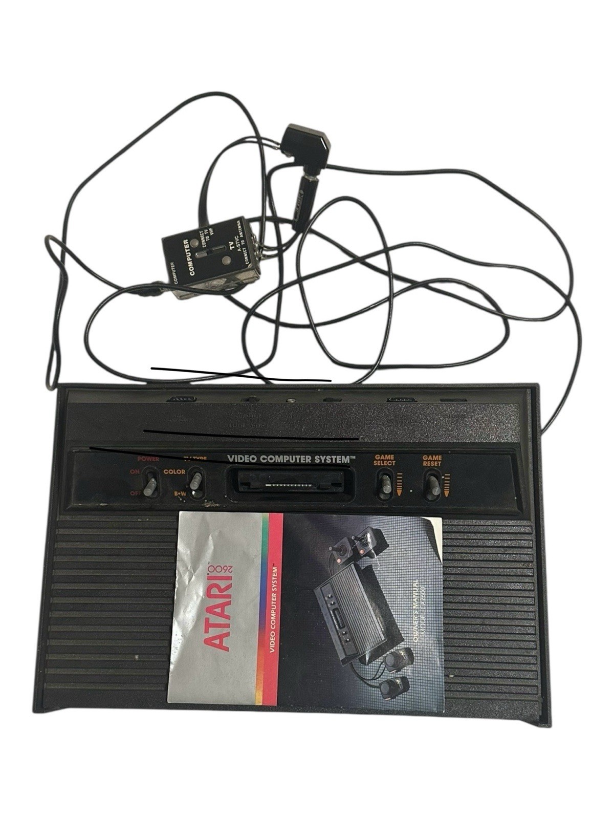 Atari 2600 Black Console CX2600 With Owners Manual & Cord Shown Untested