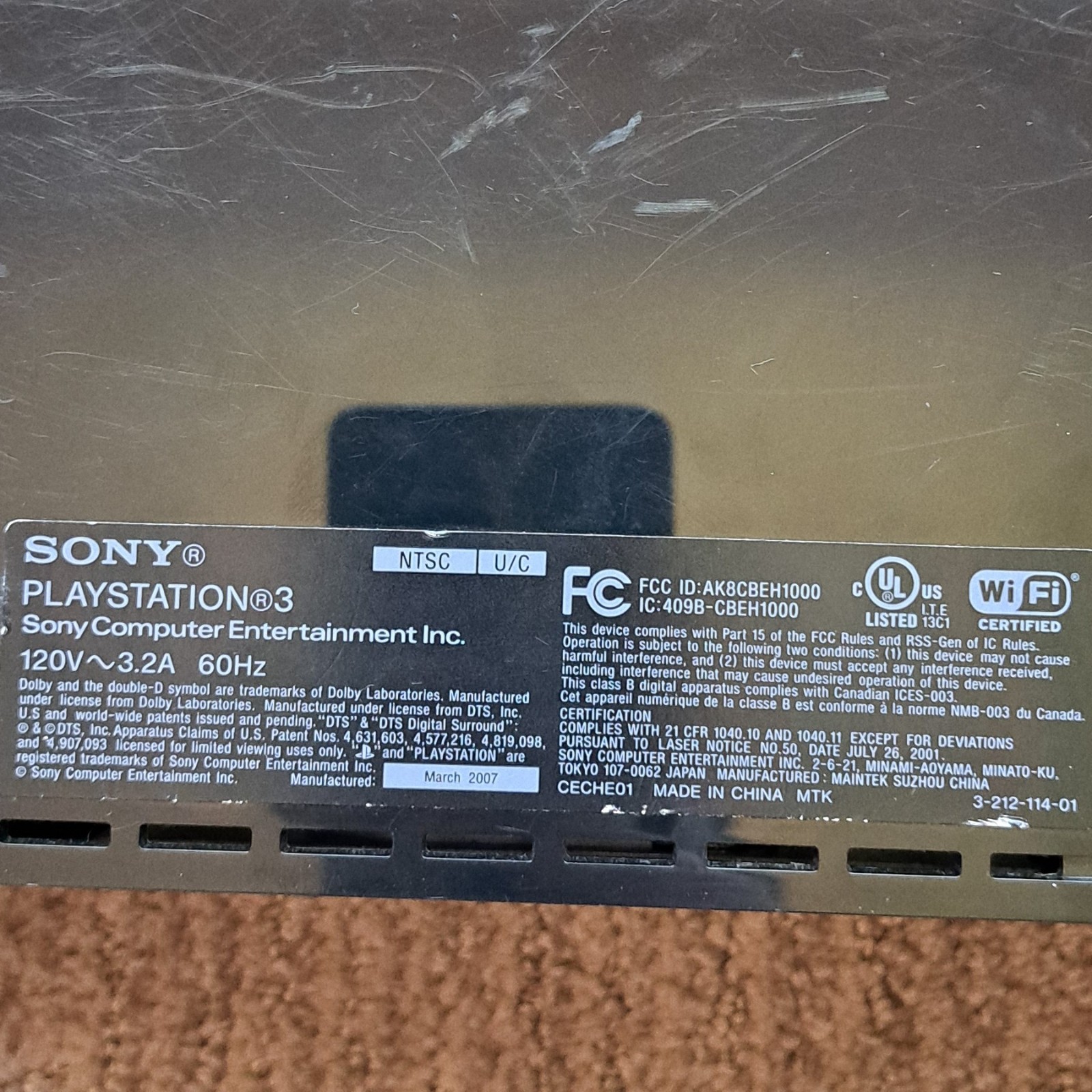 Sony PlayStation 3 CECHE01 Backwards Compatible Console w/ Box NOT READING DISCS