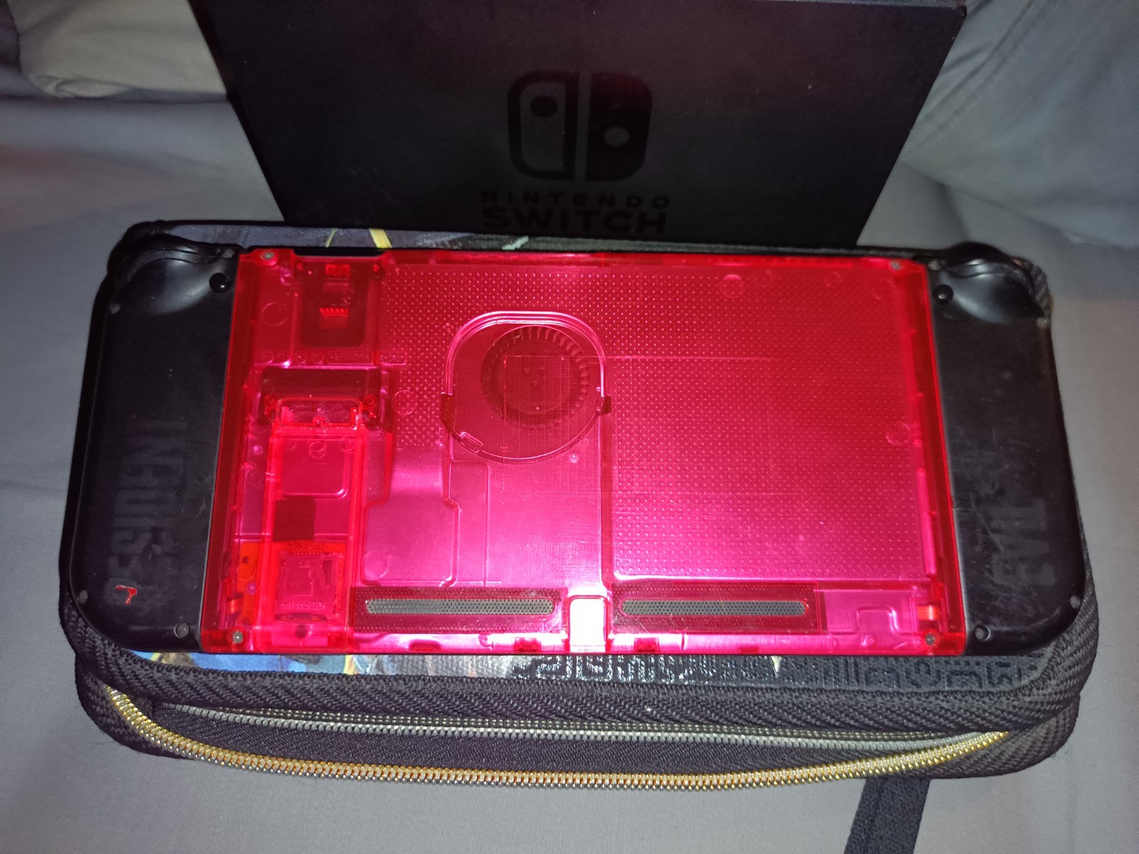 Nintendo Switch +32GB Gray Console with Resident Evil Joy Cons & Extras)