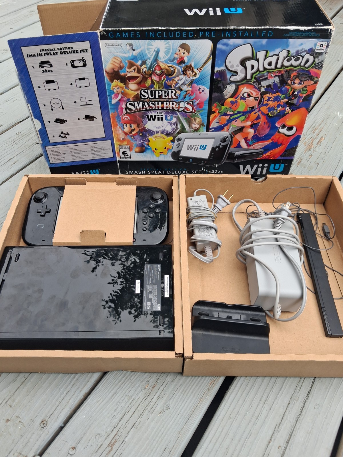 Nintendo Wii U Smash Splat Deluxe Set 32GB Black Console – Authentic – Tested
