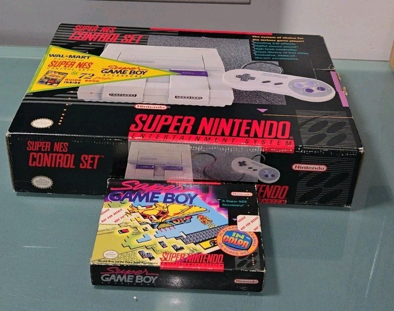 SNES Console Super Nintendo Super Game Boy Set Walmart CIB Serials Match + READ!