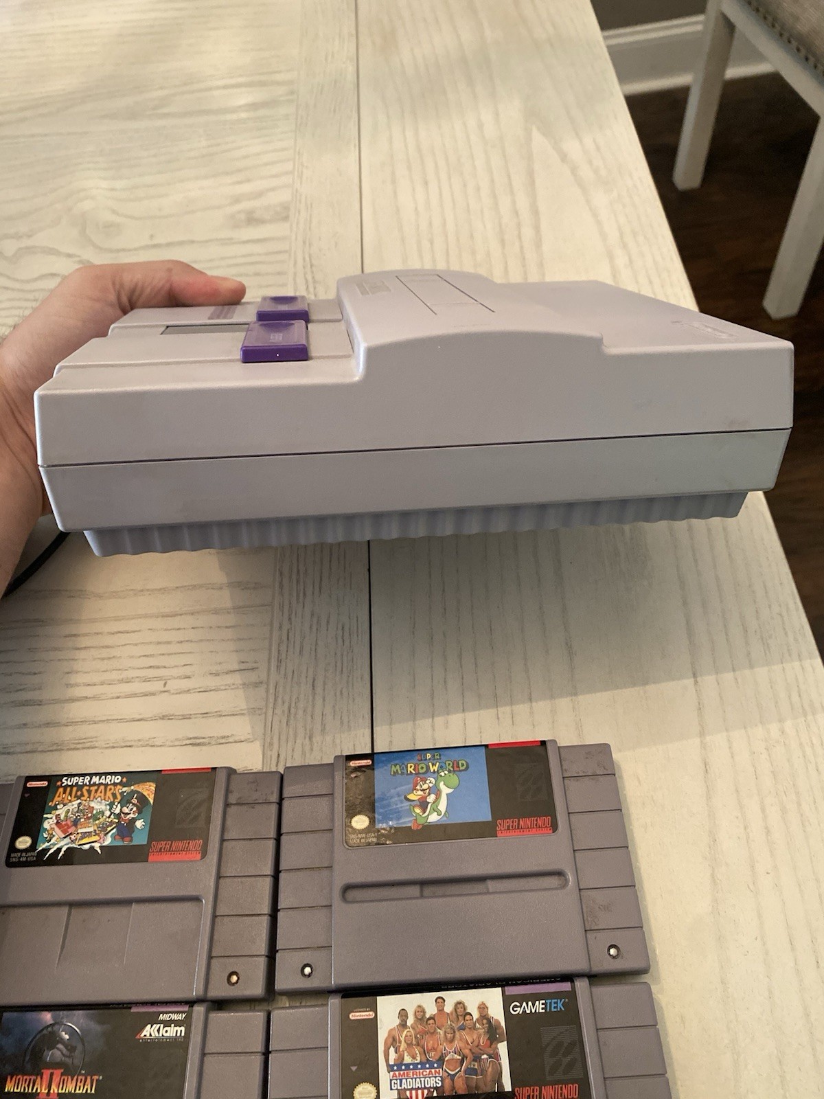 Super Nintendo SNES Console Bundle Tested Working + 5 Games Mario All-Stars