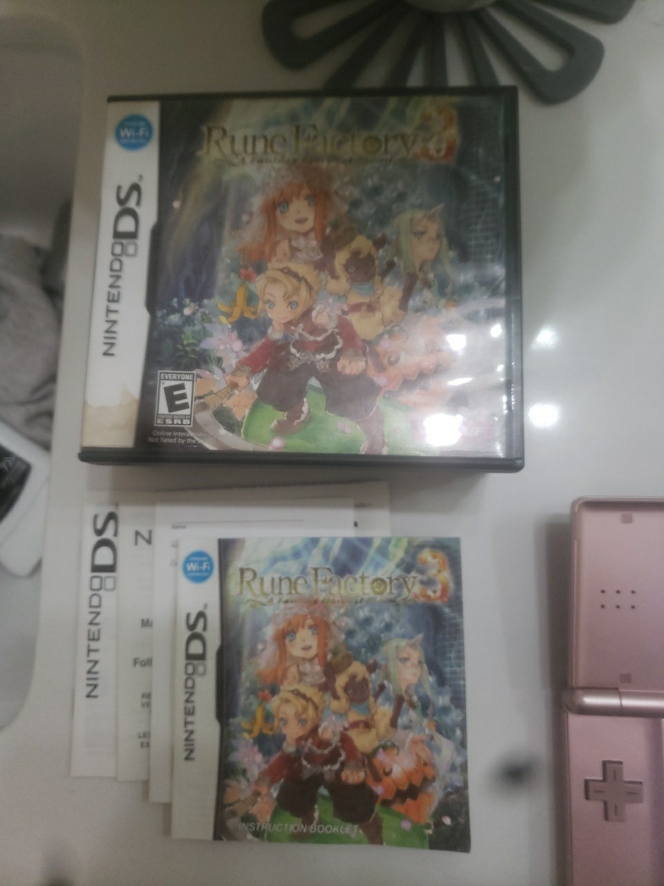 Nintendo Ds Lite Metallic Rose Gold & Rune Factory 1 2 3 4 Bundle Tested Working