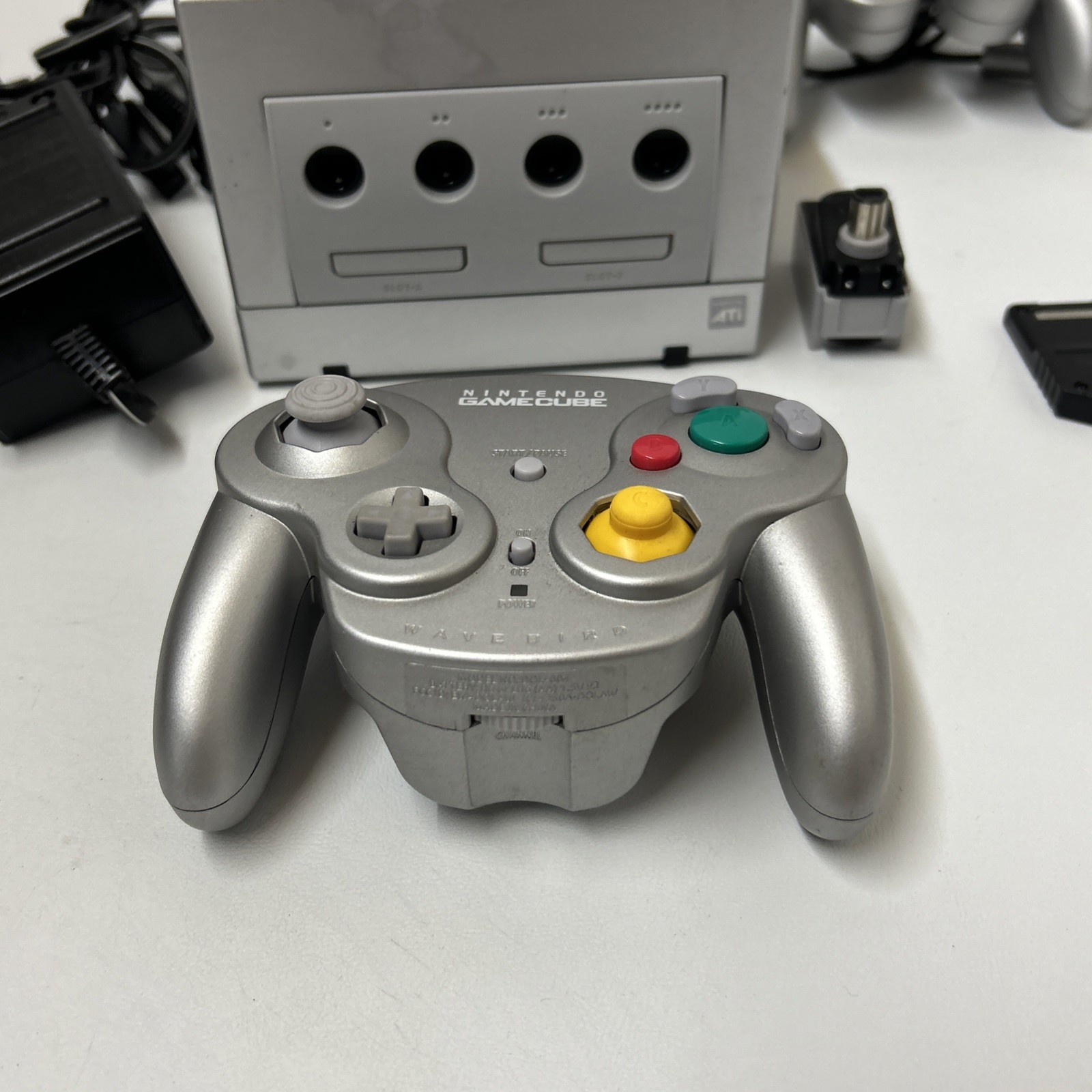 Nintendo GameCube Platinum Console Bundle DOL-101 – 2 Controllers Tested & Card