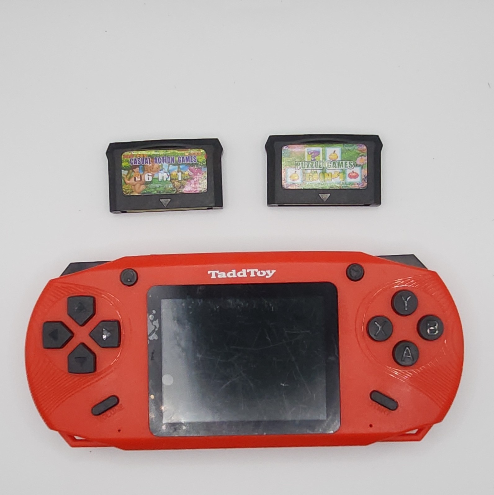 TaddToy Red Handheld Game Console with / 2 Cartridges USB-C