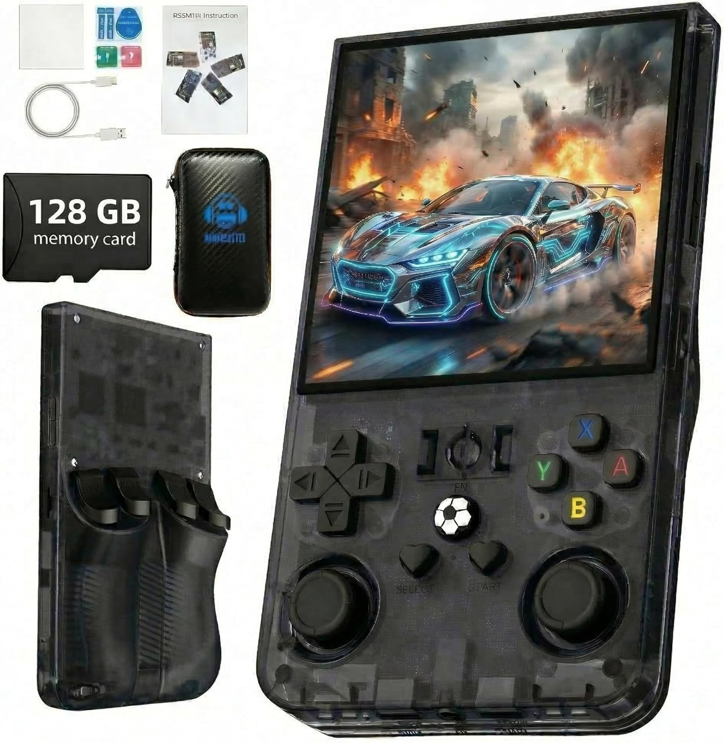 R36MAX Handheld Retro Game Console,4.0″ IPS 720X720 HD Screen,128Gb with 30,000+