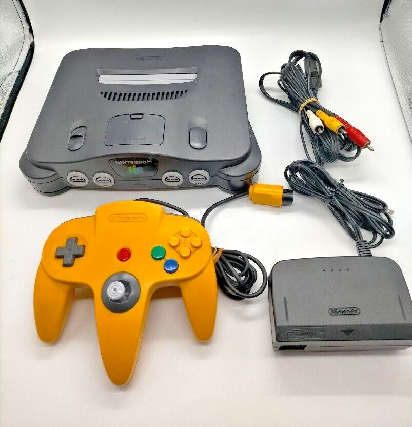 Nintendo 64 Console Black Controller yellow Accessories Game N64