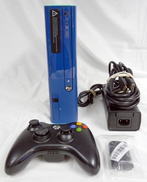 Microsoft Xbox 360 E Blue & Green Special Edition Video Game Console Bundle!