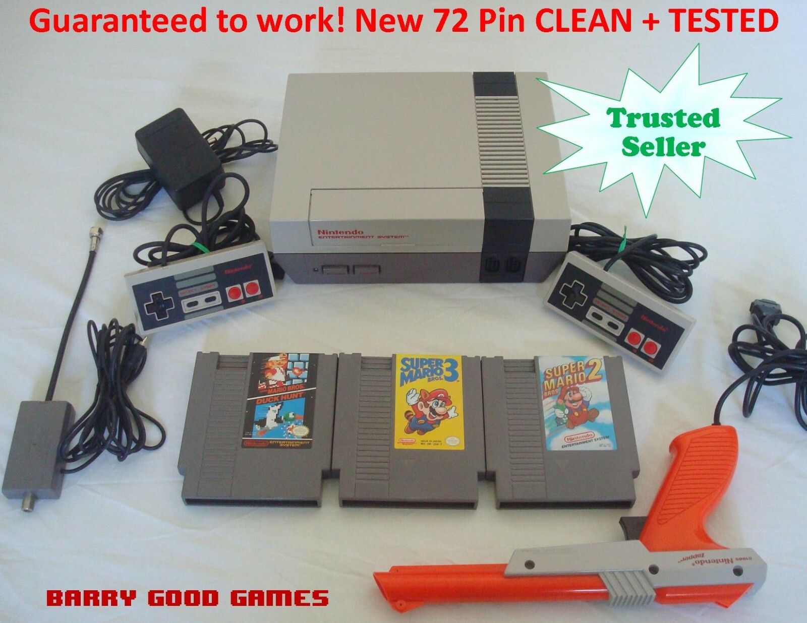 Nintendo NES Original Console System Bundle Game Lot Super Mario 1 2 3 Zapper